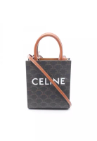 CELINE Pre-Loved Celine mini Vertical Cabas Triomphe Handbag PVC leather Dark brown Brown