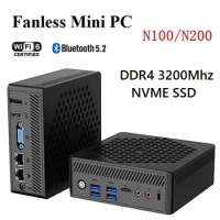 Fanless Mini PC N200 Mini PC Alder Lake N100 Mini Computer Windows 11 Pro DDR4 16GB RAM 256GB NVMe SSD 4K WiFi 6 BT5.2