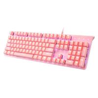 【i-Rocks】K75M 粉白色背光機械式鍵盤 茶軸