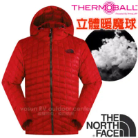 【The North Face】男 PrimaLoft ThermoBall暖魔球保暖兜帽外套/C938-682 紅 