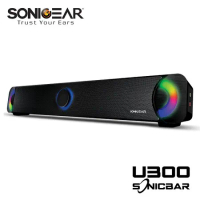 SonicGear U300 幻彩USB 2.0聲道多媒體音箱 使用3.5mm音源線連結各項播放設備_全新品