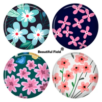 10mm 12mm 25mm 14mm 16mm 18mm 20mm 30mm Photo Pattern Round Glass Cabochons Colorful Beautiful Flowers COL031
