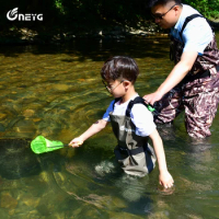 NeyGu childrens fishing waders with boots, kids chest camo waders with boots, youth fishing waders, toddlers boys fishing wader