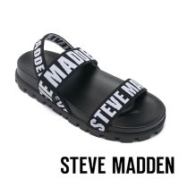 STEVE MADDEN-SWAGGY-SM 彈性帶字母平底涼鞋-黑色