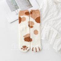珊瑚絨貓爪冬季加厚中筒襪  (33cm)