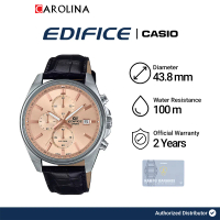 Jam Tangan Pria Casio Edifice Chronograph EFV-610EL-5A Rose Gold Dial Black Leather Strap Watches