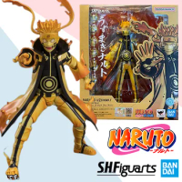 Original Bandai Anime Action Figure Naruto SHFiguarts Naruto Uzumaki Kurama Form Finished Model Kit Collection Toy Gift for Kids