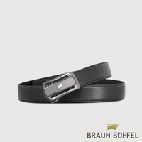 【BRAUN BUFFEL 德國小金牛】台灣總代理 商務型男 簡約造型自動扣皮帶-鎗色/BF24S-WEG208-SGU