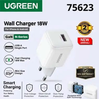 UGREEN Kepala Charger USB A Fast Charging 18W GaN For Samsung Oppo Xiaomi Vivo Iphone Putih 18W GaN