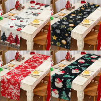 33*183cm Christmas Tree Table Runner Linen Durable Table Runner 6 Seater Santa Claus Snowflake Patte