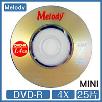【9%點數】Melody 8cm MINI DVD-R 4x 1.4GB 30分鐘 25片 DVD CAM用 光碟 DVD 攝影機【限定樂天APP下單】