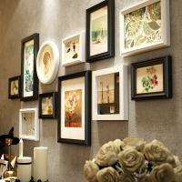歐式實木相框組合照片墻酒吧餐廳咖啡廳家居客廳墻面裝飾畫壁掛件