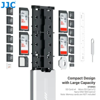 JJC Pop-up Design SD Card Case Holder Metal Hard Shell Microsd Memory Card Storage Box for SD/ Micro SD/ TF/ Nano SIM/ NM Cards