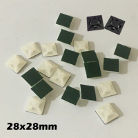 50pcs 28x28mm 28*28 White Black Nylong Square Plastic Green Self Adhesive Wire Zip Fixed Holder Cable Tie Mount Base