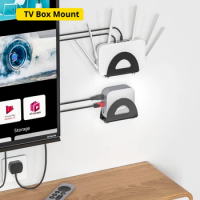 Apple TV Mount Smart TV Box Wall Mount Holder Carbon Steel Adjustable Width Bracket Stand Router Harddisk Black Shelf