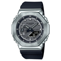 CASIO卡西歐 G-SHOCK 銀黑 金屬錶殼 八角形錶殼 GM-2100-1A_44.4mm