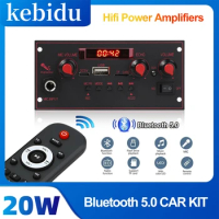 20W Amplifier DC 5V Bluetooth Decoder Board 6.5mm Microphone FM Radio TF USB Car Audio Music Player Speakers Volume Control DIY