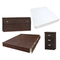 【顛覆設計】房間四件組 床頭箱+抽屜床+獨立筒+床頭櫃(雙人5尺)