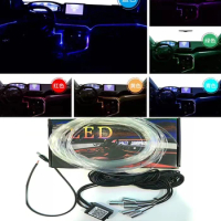 1 Sets Sound Active 6in1 8M Wire Strip Light RGB LED Car Interior Light Bluetooth Phone Control Atmosphere Ambient Light 12V Kit