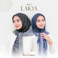 HARRAMU Jilbab Segiempat Motif Laiqa Voal Paris Premium Hijab Segi 4 Empat Kerudung Square Laser Cut
