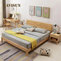 Simple Oak Nordic Solid Wood Bed Economical Rental 1.2m Solid Wood Single Bed Bedroom Small Apartment Package Installation