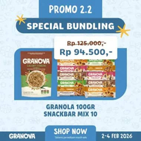 Granova - Snackbar 26gr x 10 pcs mixed (Rasa Original, Peanut Butter & Berry, Nuts & Chocolate, Coff
