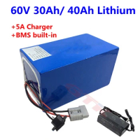 GTK 60V 1000W 2000W 3000W 30AH 40AH lithium ion eBike Battery Pack Electric Bicycle Scooter Battery +5A Charger