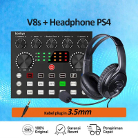 Bonkyo V8s + Headphone PS4 Kabel 3.5mm Soundcard Bluetooth Mikrofon untuk Live Streaming & Karaoke P