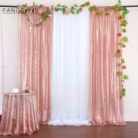 2PCS 2x8ft Fabric sequin Background curtain Photo booth Backdrop Wedding Curtain ForChristmasparty Decor Photography background
