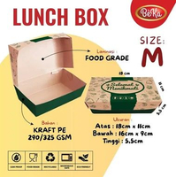 Packaging Paper Lunch Box Kotak Kemasan Makanan Kraft Selip Laminasi Size M 290 gsm (50Pcs) Motif Hi