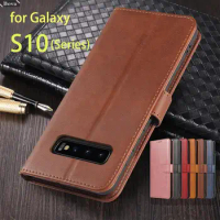 Card Holder Wallet Leather Fitted Case for Samsung Galaxy S10+ 5G S10e Flip Cover Protective Case Fundas Coque Retro Lightweight