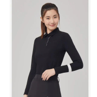 【HONMA 本間高爾夫】女款一體織修身長袖POLO衫 日本高爾夫專業品牌(XS-L 黑色任選HWJQ705R912)