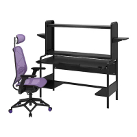 FREDDE/STYRSPEL 電競桌/椅, 黑色/紫色