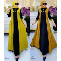 Meisya Dress Baju Gamis Terbaru 2023 Bahan Ceruty Babydoll Full Puring Fashion Muslimah Kekinian SF