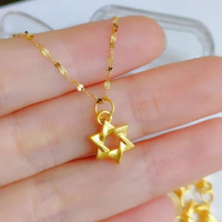 Pure 24K Yellow Gold Pendant Women 999 Gold 3D Star Necklace Pendant