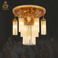 XUANZHAO 6+1 Lights Lighting European Luxury Gold Led Light Crystal Drop Modern Vintage Ceiling Lamps For Home