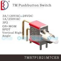 7MS7P1B21M7CES right-angle turn three feet two button switch 1 a250v Hadley Q27 SPDT ON MOM