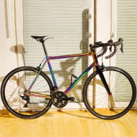 PYTITANS Brand Titanium Bike Frame Straight Head Tube with Anodized Rainbow Road Bike Frame