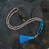 8mm Apatite,JapaMala Necklace,Meditation Mala,Namaste Yoga Jewelry,Chakra Stones Mala, Buddhist Mala Prayer Bead, 108 Mala Beads