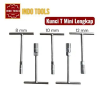 Kunci T Mini Pendek CR-V 8 10 mm T8 T10, Phosphating Dark Grey (Abu Tua) Socket Shock Chrome Vanadiu
