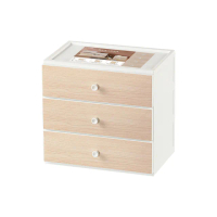 【KEYWAY 聯府】玉木桌上三層收納盒-2入(木紋 抽屜櫃 MIT台灣製造)