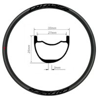 CATAZER 27.5er 29er MTB Carbon Rim 33X25mm Bicycle Tubeless Symetric/Asymetric MTB Rim for Carbon XC Wheels