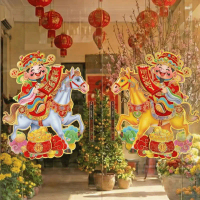 Bộ hình dán đôi câu đối Ngựa nổi hình trang trí tết năm Bính Ngọ 2026 trang trí tết chữ