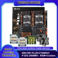 Building Gaming PC Workstation Server X99-F8D Dual CPU Motherboard 2*2696 V3 36 Cores 128G DDR4 RAM 2*Air Cooler Video Rendering