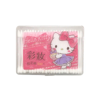 【SANRIO 三麗鷗】Hello Kitty 彩妝棉花棒 200 支 X 10 盒 純棉雙頭 外盒可當收納盒