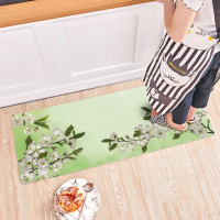 【半島良品】梅語花香/頂級防油防滑皮革地墊_45x120cm(廚房 門口 止滑 防水 免打理 回彈 地墊 地毯 防摔)