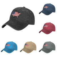 USA Men's American Map Baseball Cap printed Washed Adjustable Cotton Dad Hat for Women Vintage Washed Distressed Baseball Hats