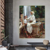 John Singer Sargent " The Fountain, Villa Torlonia, Frascati, Italy " Canvas Oil Painting Picture Interior Decor Home Decoration