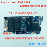 19861-1 For Dell Inspiron 5502 5402 Laptop Motherboard i7-1165G7 SRK02 CN-0W3XW5 W3XW5 0W3XW5 100% Test OK