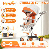 HOMEFUN Baby Stroller 2 Way Max 60kg with Tray and Soft Cushion Foldable Alloy Frame 360° Rotation